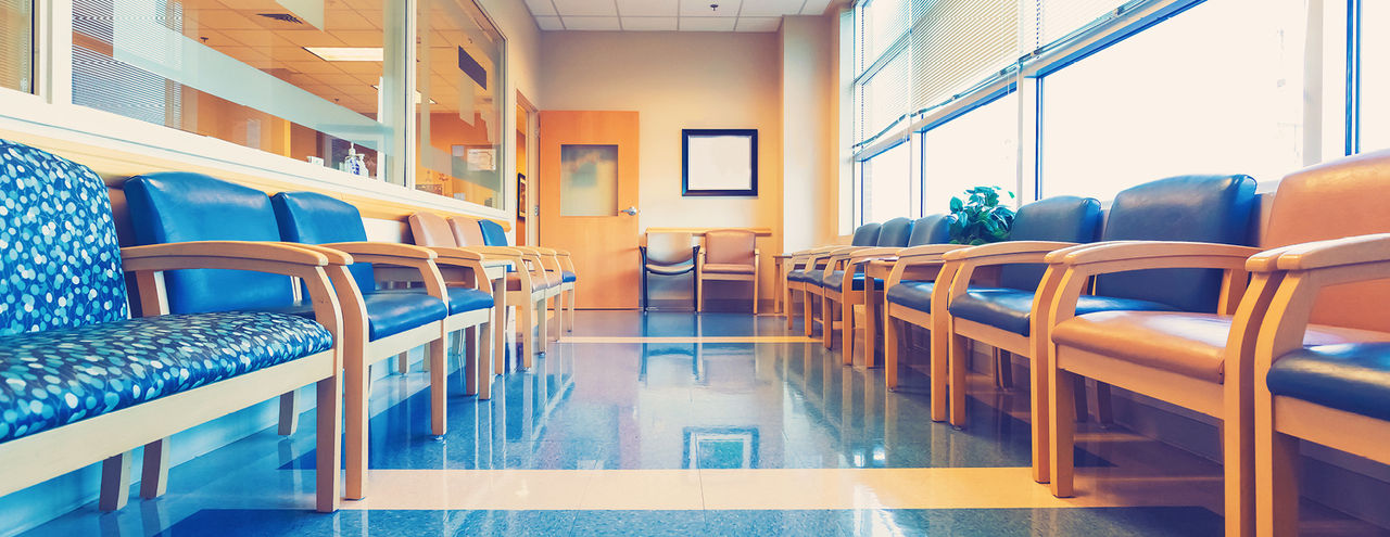 Row of hospital chairs
