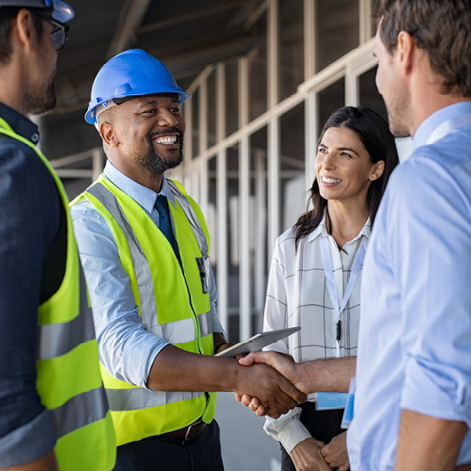 Managers in logistics warehouse