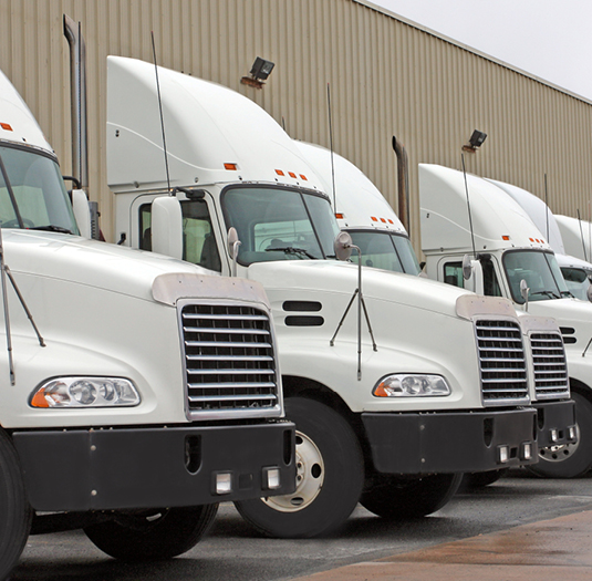 Fleet trucks in a row