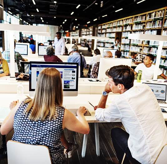 Team collaborating in modern conference room