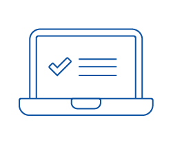 Laptop with checkmark and lines.