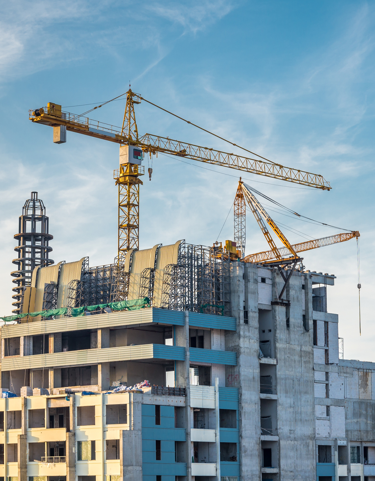 Building exterior being constructed.