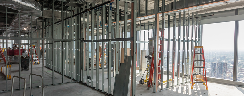 Interior office construction.