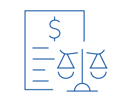 Financial document with dollar symbol and balance scale.