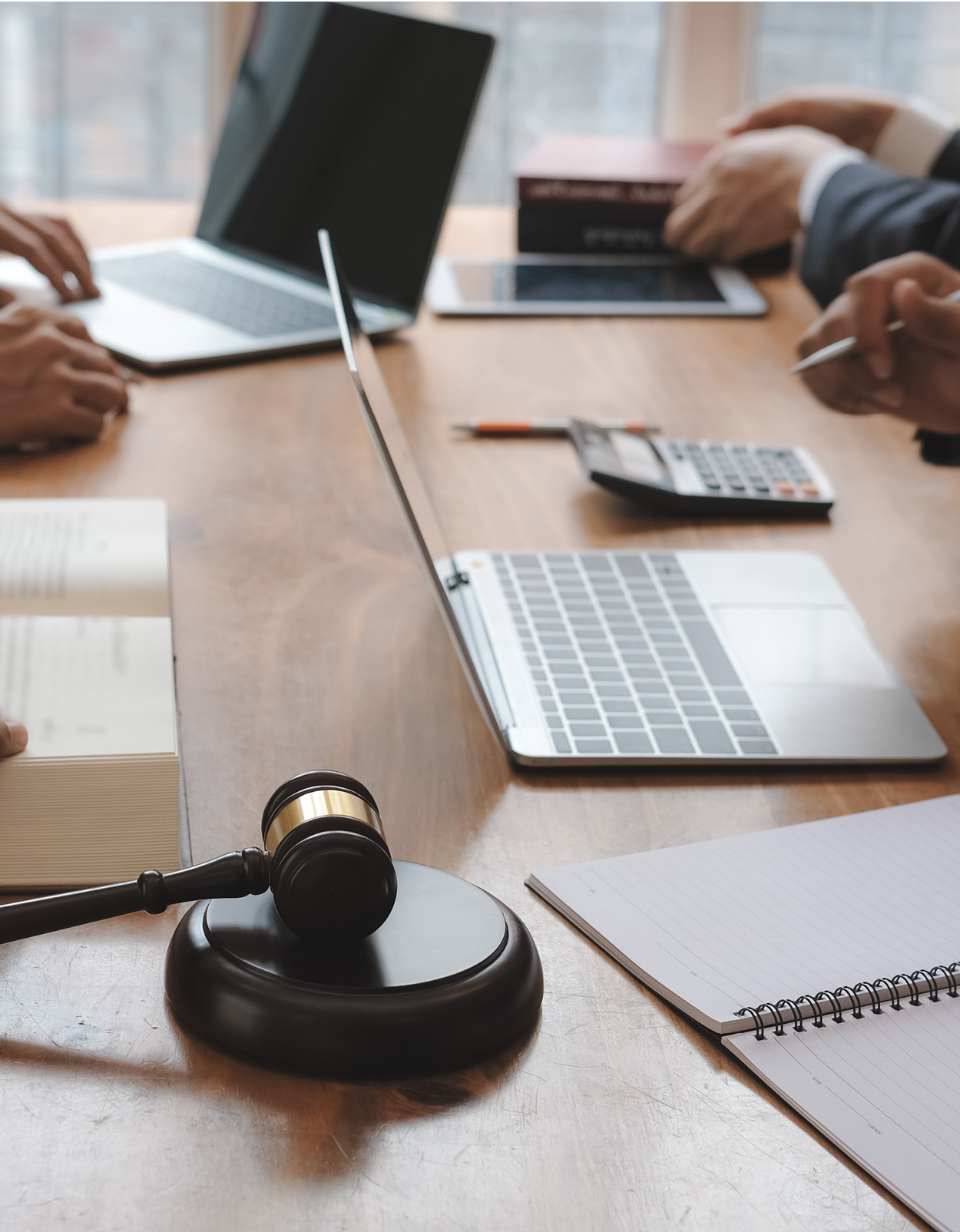 Lawfirm gavel with laptops