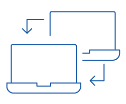 Two laptops with arrows, indicating a refresh cycle icon.