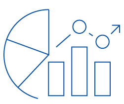 Half pi chart with graphs showing increase.