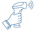 Hand holding barcode scanner