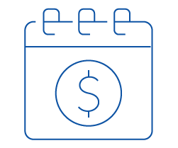 Calendar page with a dollar sign, representing regularly distributed or scheduled payments.