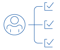 Person icon connected to a checklist with checkmarks, representing a streamlined or organized process.