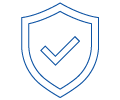 Shield with a checkmark inside.