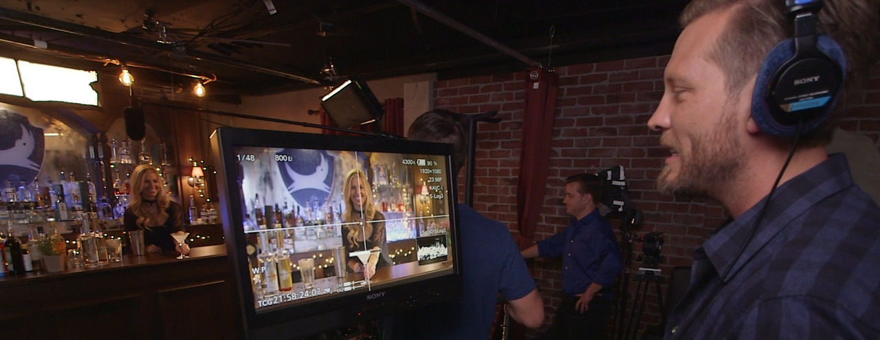 Person watching screen in production setting
