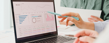 laptop financial charts