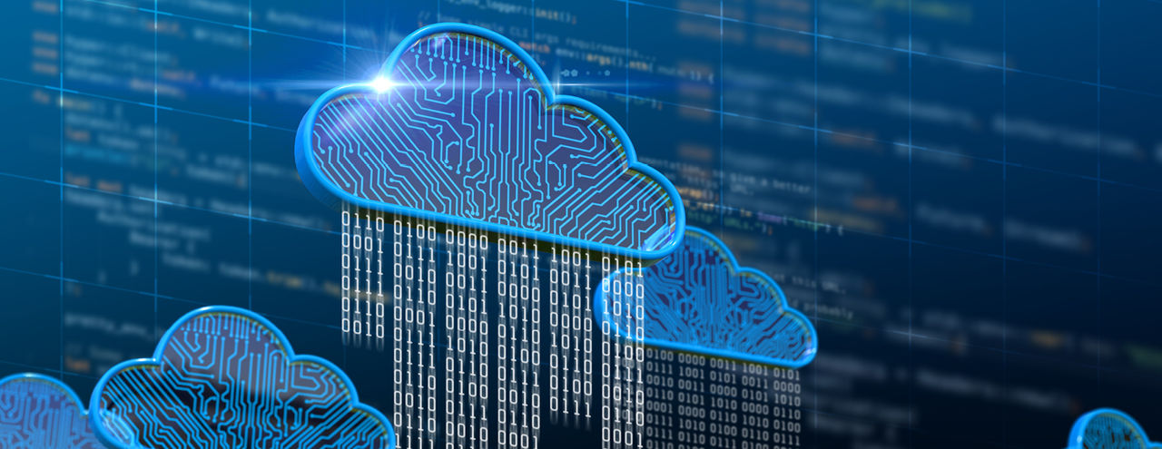 Cloud with data falling from it