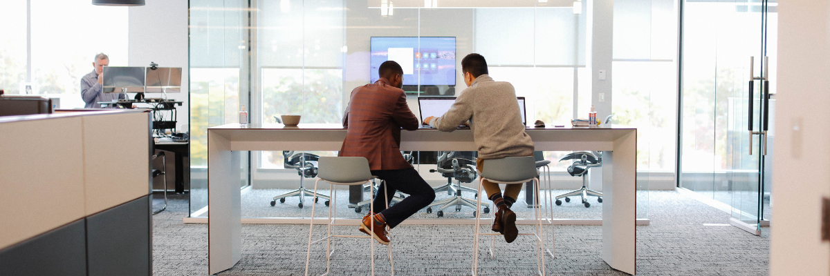 Colleagues collaborating in the office.