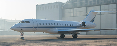 Business jet plane on the ground