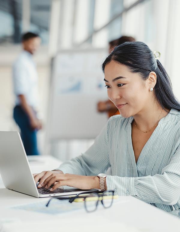 Business professional working on computer
