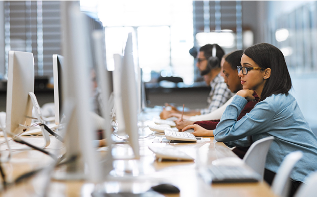 Students working in a computer lab