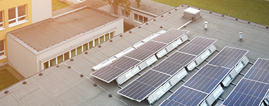 Solar panel on the roof of a building