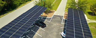 Parking lot with a solar canopy