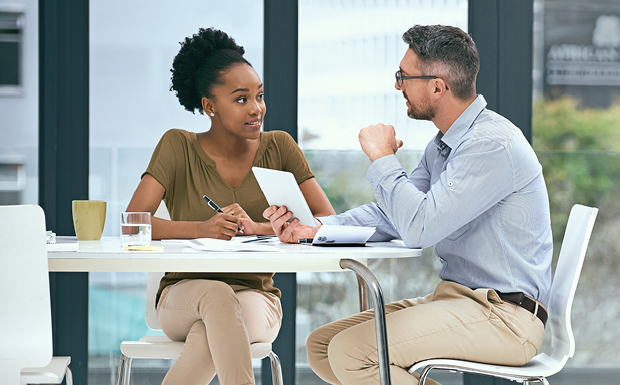 Two business professionals collaborating