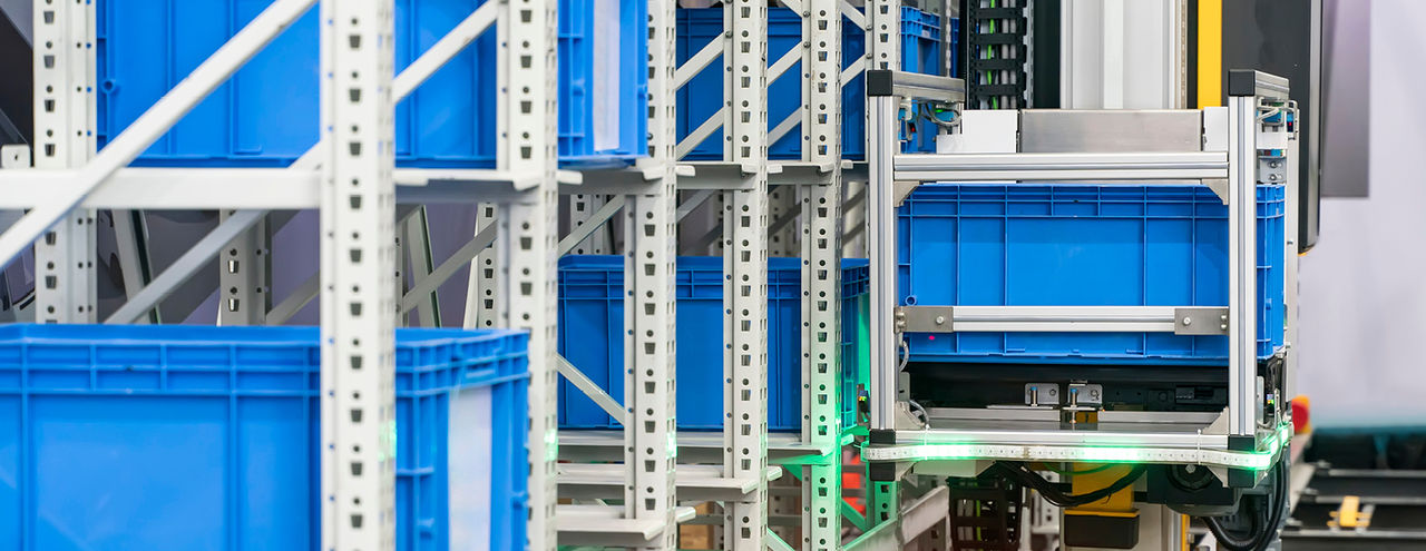 Bins in manufacturing facility